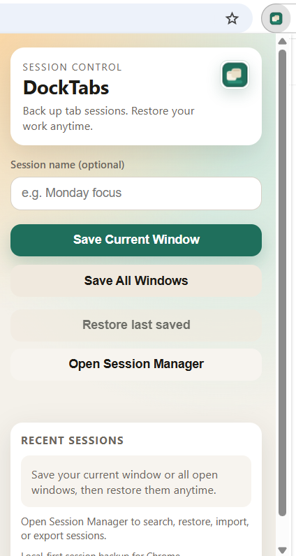 DockTabs popup quick save screenshot